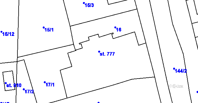 Parcela st. 777 v KÚ Ohrazenice, Katastrální mapa