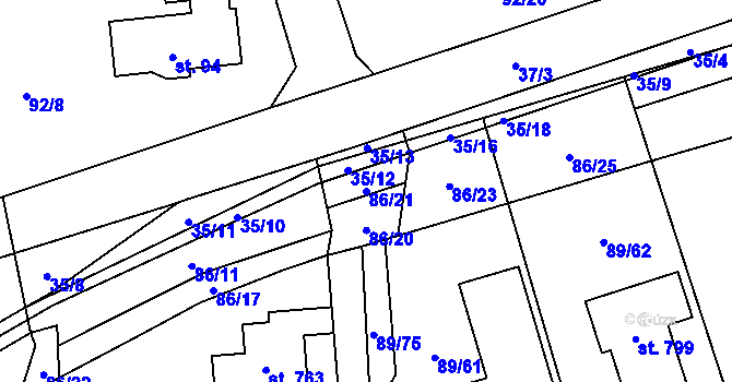 Parcela st. 86/21 v KÚ Ohrazenice, Katastrální mapa