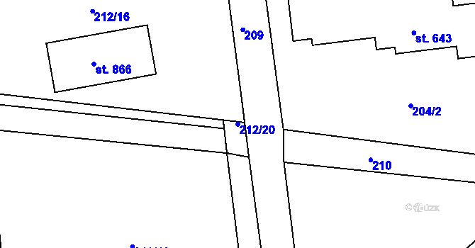 Parcela st. 212/20 v KÚ Ohrazenice, Katastrální mapa