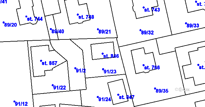 Parcela st. 846 v KÚ Ohrazenice, Katastrální mapa