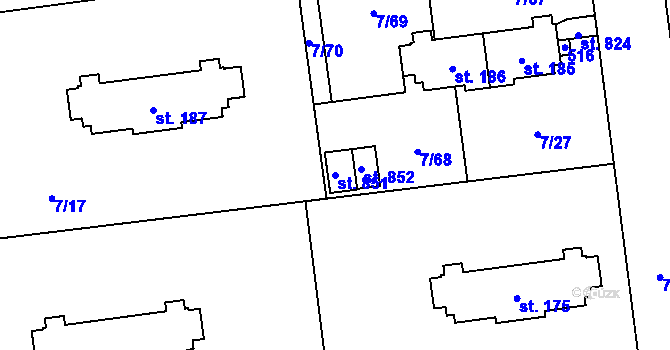 Parcela st. 851 v KÚ Ohrazenice, Katastrální mapa