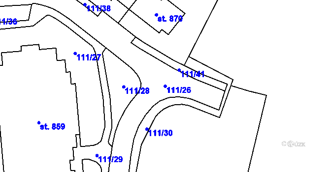 Parcela st. 111/26 v KÚ Ohrazenice, Katastrální mapa