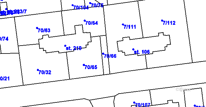 Parcela st. 70/66 v KÚ Ohrazenice, Katastrální mapa
