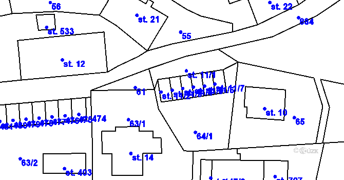 Parcela st. 11/3 v KÚ Ohrazenice u Turnova, Katastrální mapa