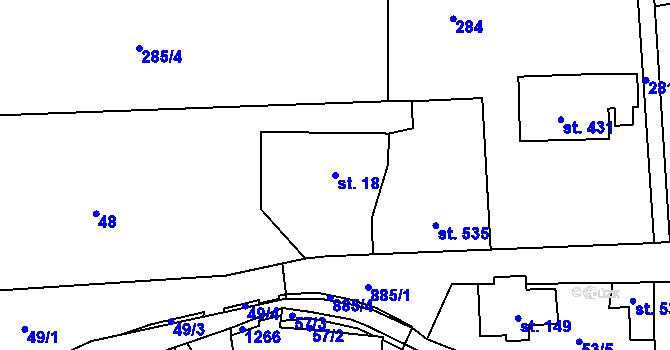 Parcela st. 18 v KÚ Ohrazenice u Turnova, Katastrální mapa