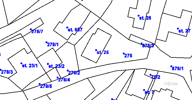 Parcela st. 25 v KÚ Ohrazenice u Turnova, Katastrální mapa