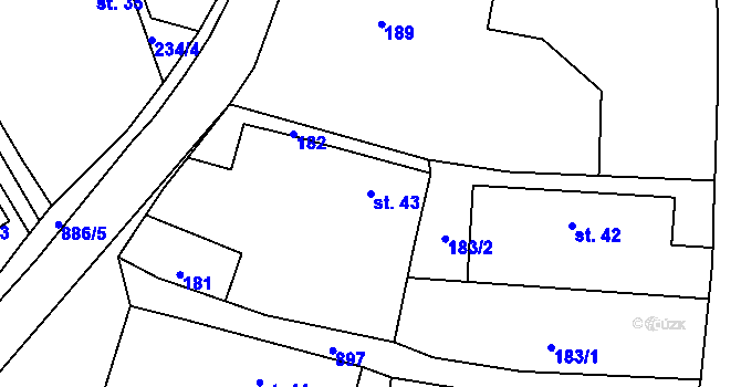 Parcela st. 43 v KÚ Ohrazenice u Turnova, Katastrální mapa