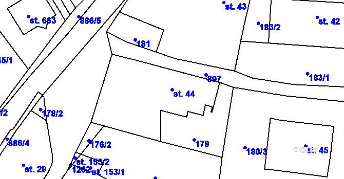 Parcela st. 44 v KÚ Ohrazenice u Turnova, Katastrální mapa
