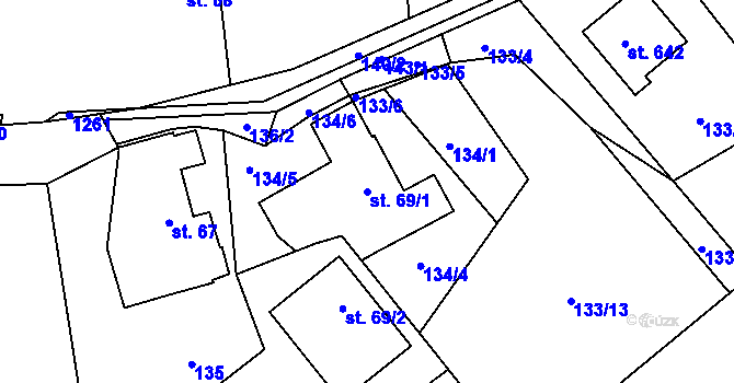 Parcela st. 69/1 v KÚ Ohrazenice u Turnova, Katastrální mapa