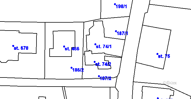 Parcela st. 74 v KÚ Ohrazenice u Turnova, Katastrální mapa