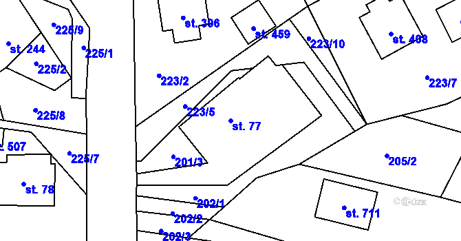 Parcela st. 77 v KÚ Ohrazenice u Turnova, Katastrální mapa