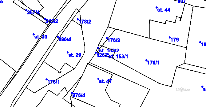 Parcela st. 153 v KÚ Ohrazenice u Turnova, Katastrální mapa