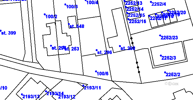 Parcela st. 296 v KÚ Ohrazenice u Turnova, Katastrální mapa