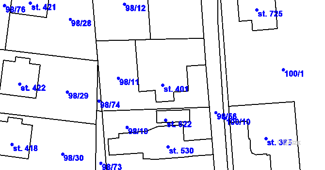 Parcela st. 401 v KÚ Ohrazenice u Turnova, Katastrální mapa
