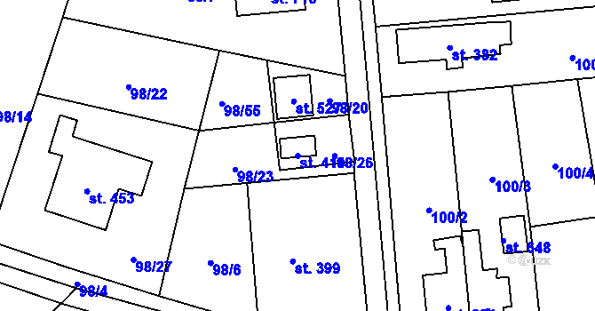 Parcela st. 414 v KÚ Ohrazenice u Turnova, Katastrální mapa