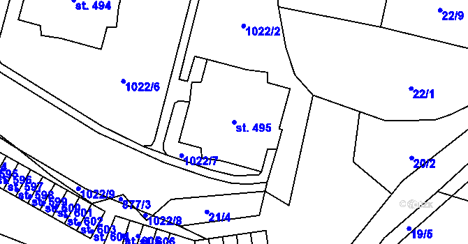 Parcela st. 495 v KÚ Ohrazenice u Turnova, Katastrální mapa