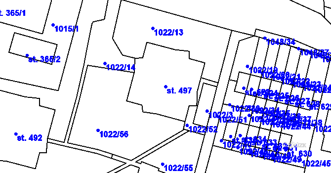 Parcela st. 497 v KÚ Ohrazenice u Turnova, Katastrální mapa