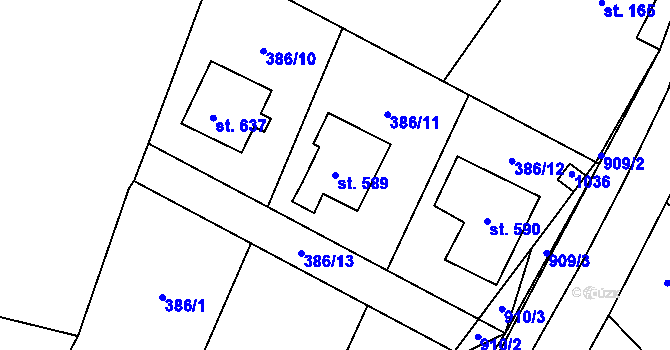 Parcela st. 589 v KÚ Ohrazenice u Turnova, Katastrální mapa