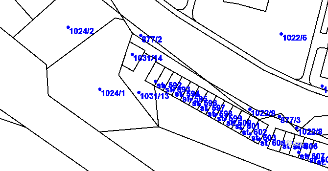 Parcela st. 593 v KÚ Ohrazenice u Turnova, Katastrální mapa
