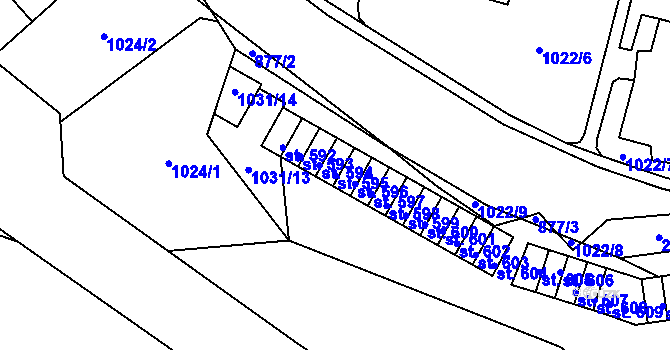 Parcela st. 595 v KÚ Ohrazenice u Turnova, Katastrální mapa