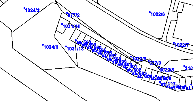 Parcela st. 596 v KÚ Ohrazenice u Turnova, Katastrální mapa