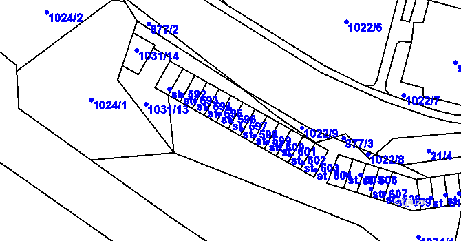 Parcela st. 597 v KÚ Ohrazenice u Turnova, Katastrální mapa