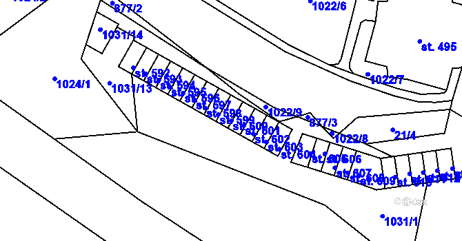 Parcela st. 600 v KÚ Ohrazenice u Turnova, Katastrální mapa