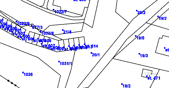 Parcela st. 614 v KÚ Ohrazenice u Turnova, Katastrální mapa