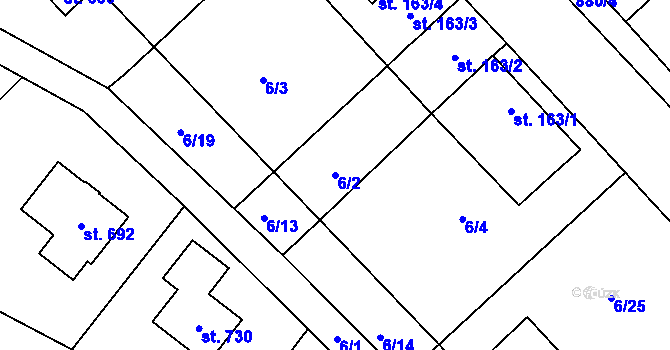 Parcela st. 6/2 v KÚ Ohrazenice u Turnova, Katastrální mapa