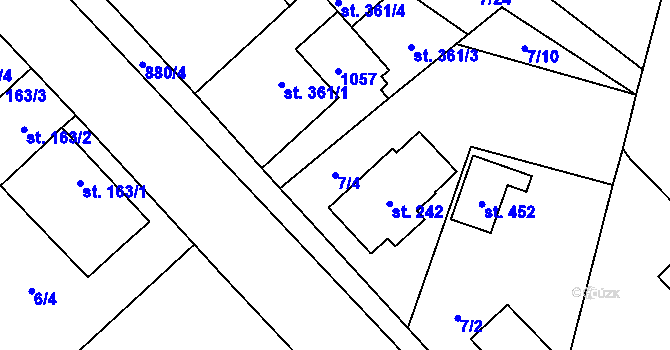 Parcela st. 7/4 v KÚ Ohrazenice u Turnova, Katastrální mapa