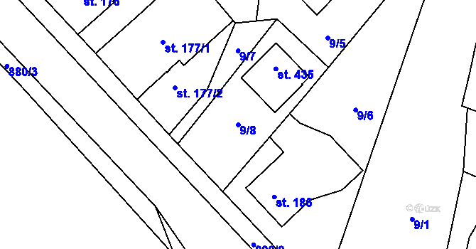 Parcela st. 9/8 v KÚ Ohrazenice u Turnova, Katastrální mapa