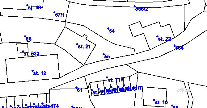 Parcela st. 55 v KÚ Ohrazenice u Turnova, Katastrální mapa