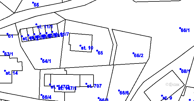 Parcela st. 65 v KÚ Ohrazenice u Turnova, Katastrální mapa