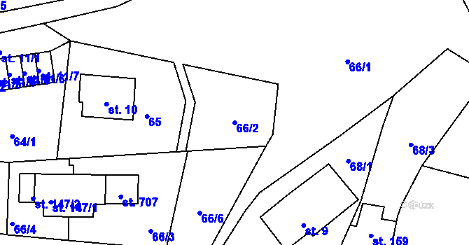 Parcela st. 66/2 v KÚ Ohrazenice u Turnova, Katastrální mapa
