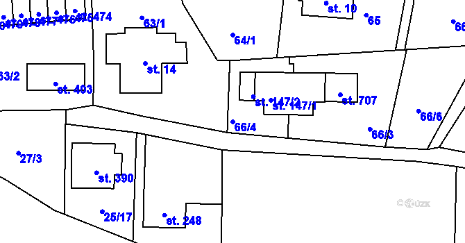 Parcela st. 66/4 v KÚ Ohrazenice u Turnova, Katastrální mapa