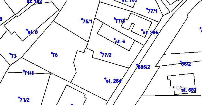 Parcela st. 77/2 v KÚ Ohrazenice u Turnova, Katastrální mapa