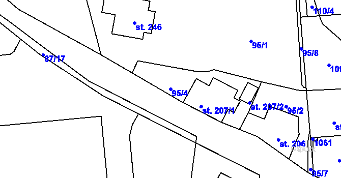 Parcela st. 95/4 v KÚ Ohrazenice u Turnova, Katastrální mapa