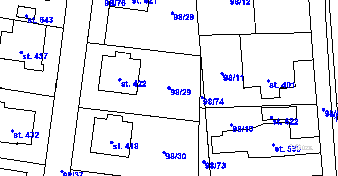 Parcela st. 98/29 v KÚ Ohrazenice u Turnova, Katastrální mapa