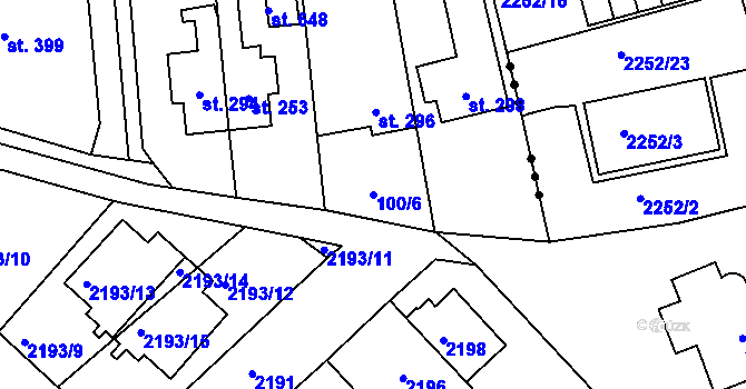 Parcela st. 100/6 v KÚ Ohrazenice u Turnova, Katastrální mapa