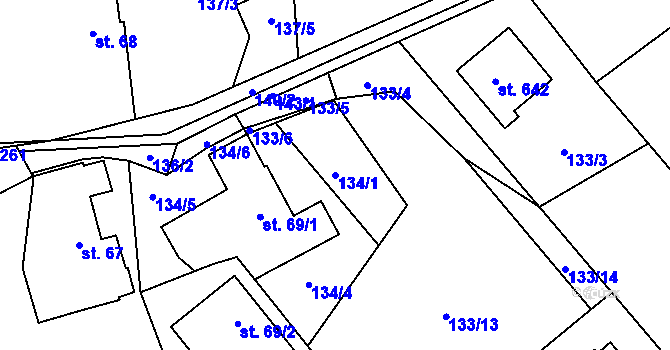 Parcela st. 134/1 v KÚ Ohrazenice u Turnova, Katastrální mapa