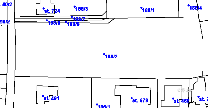 Parcela st. 188/2 v KÚ Ohrazenice u Turnova, Katastrální mapa