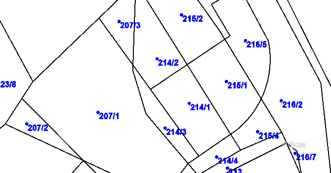 Parcela st. 214 v KÚ Ohrazenice u Turnova, Katastrální mapa
