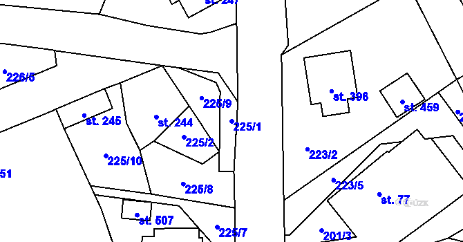 Parcela st. 225/1 v KÚ Ohrazenice u Turnova, Katastrální mapa