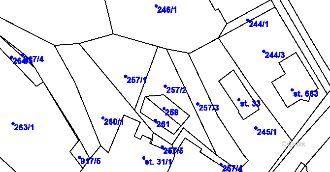 Parcela st. 257/2 v KÚ Ohrazenice u Turnova, Katastrální mapa