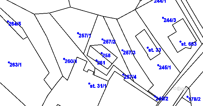 Parcela st. 258 v KÚ Ohrazenice u Turnova, Katastrální mapa