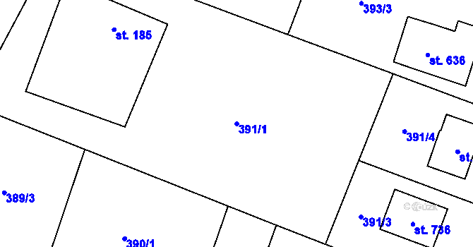 Parcela st. 391/1 v KÚ Ohrazenice u Turnova, Katastrální mapa