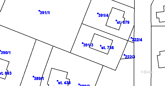 Parcela st. 391/3 v KÚ Ohrazenice u Turnova, Katastrální mapa