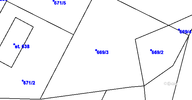 Parcela st. 669/3 v KÚ Ohrazenice u Turnova, Katastrální mapa