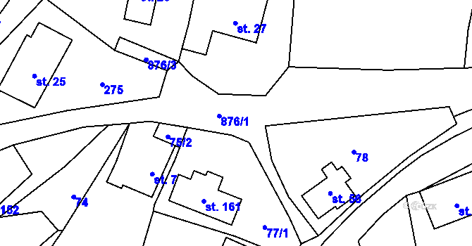 Parcela st. 876/1 v KÚ Ohrazenice u Turnova, Katastrální mapa