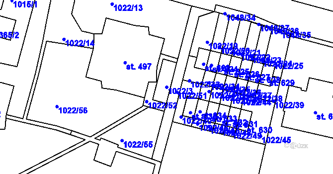 Parcela st. 1022/3 v KÚ Ohrazenice u Turnova, Katastrální mapa